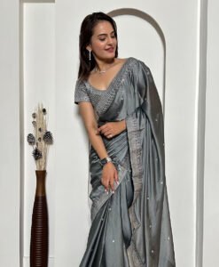 Rangoli Silk Sequined Saree Set with Stone Work – Exclusive Collection