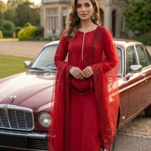 Heavy Japan Silk Top and Pants Set with Pearl Embellishments