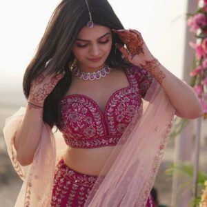Heavy Slub Silk Sequined Lehenga Set
