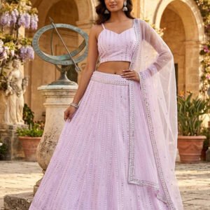 Georgette Sequined Zari Lehenga Set – Festive Pink Collection